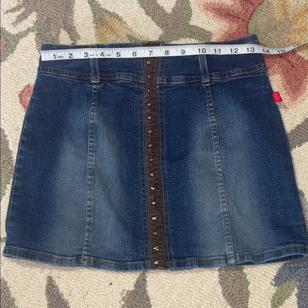 Hot Kiss Y2K Denim Mini skirt, Jean Skirt, front hook n eyes, 3 - Picture 3 of 8